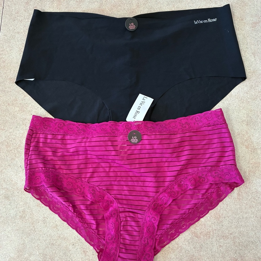 NWT La Vie En Rose Boyshort Panties Size Large Set of 2